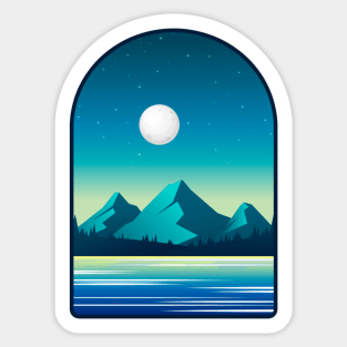 Mountain Lake Sticker, For Norway lovers, Moon Sticker